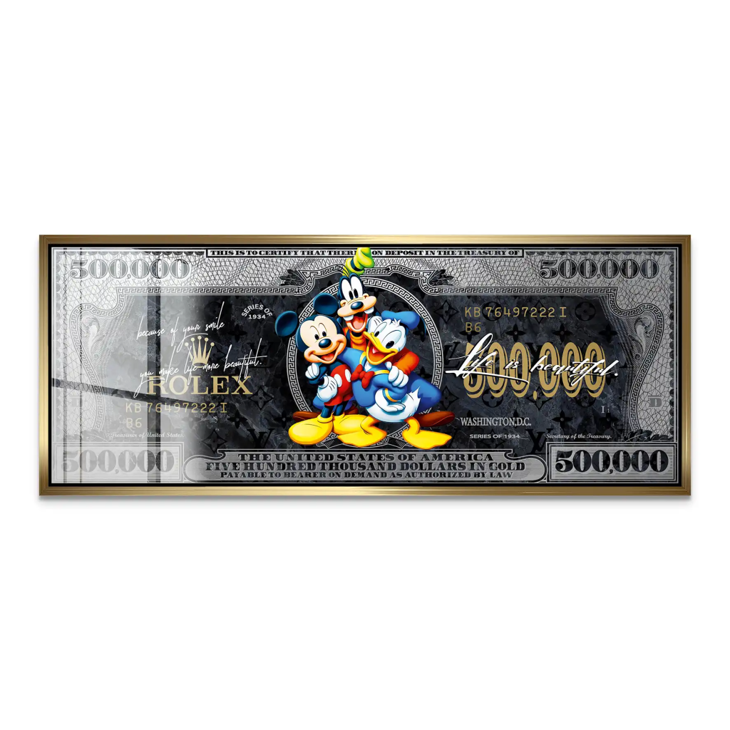 Micky Goofy Donald Dollar Acrylglas Bild INGALERIE