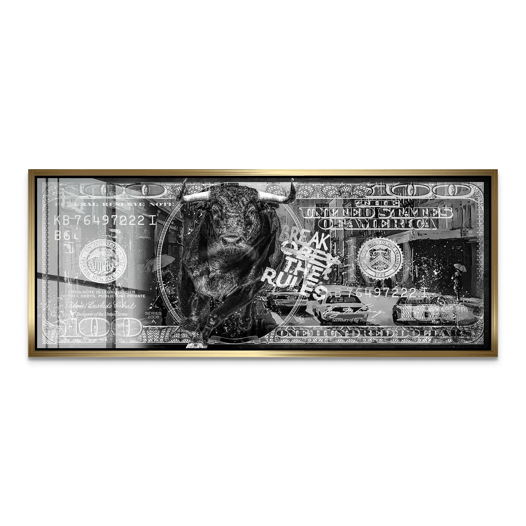 Dollar Stier NY Rules Black Acrylglas Bild INGALERIE