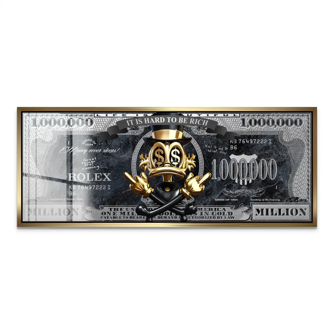 Dagobert Duck Totenkopf Black Dollar Acrylglas Bild INGALERIE