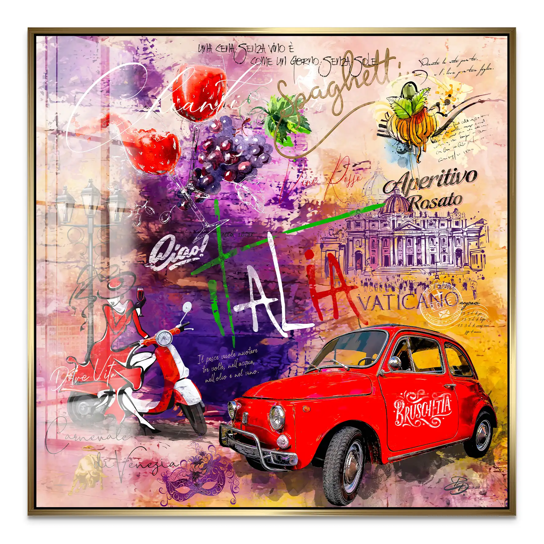 Italien Chianti Pop Art Acrylglas Bild INGALERIE