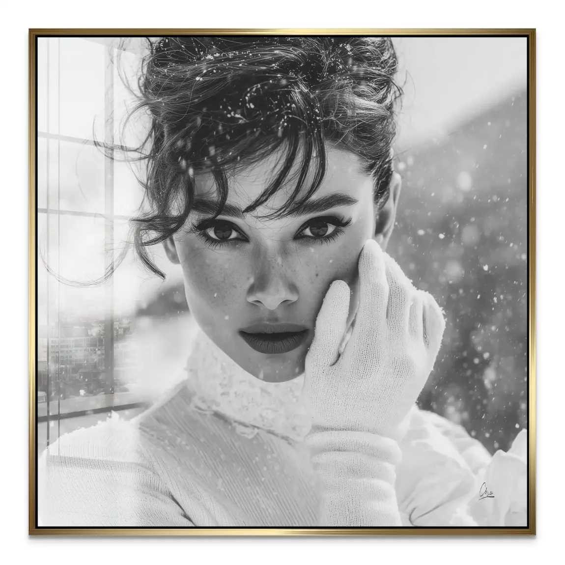 Audrey Hepburn Snow Portrait Acrylglas Bild