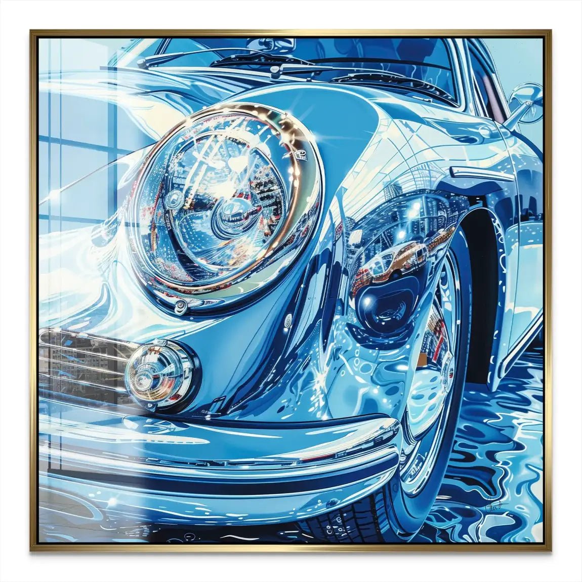 Porsche 356 Abstrakt Blue Nr.2 Acrylglas Bild INGALERIE