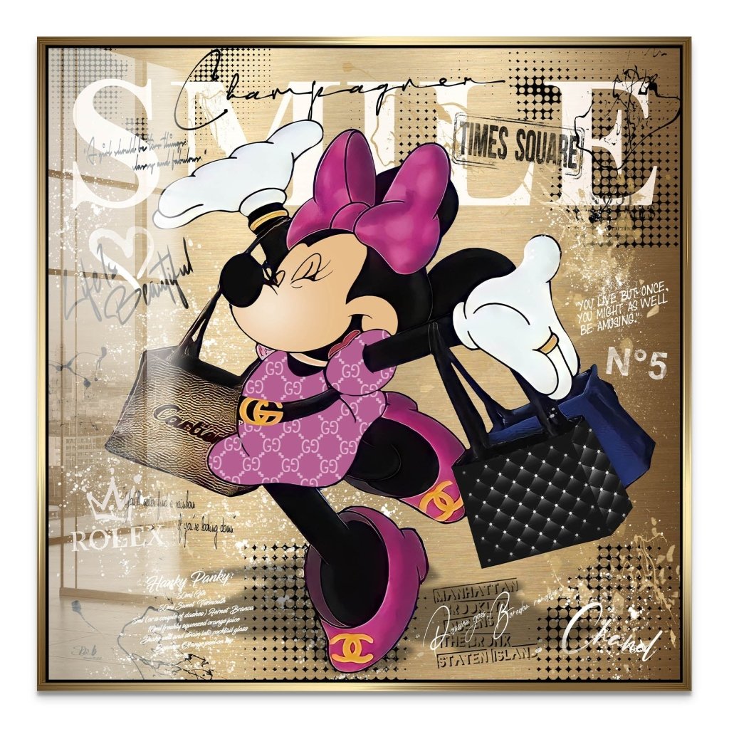 Minnie Smile Gold Pop Art Acrylglas Bild INGALERIE