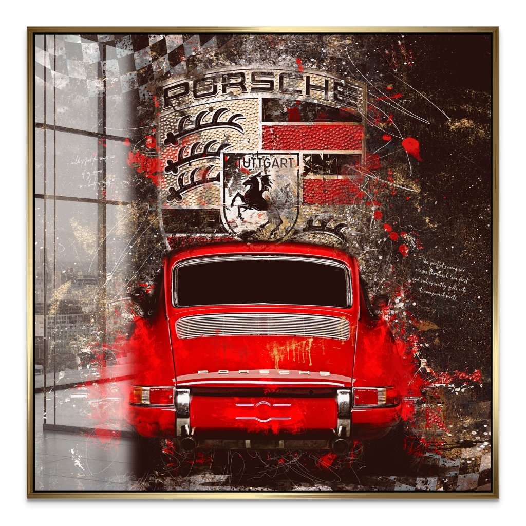 Porsche 911 Retro Abstrakt Acrylglas Bild INGALERIE