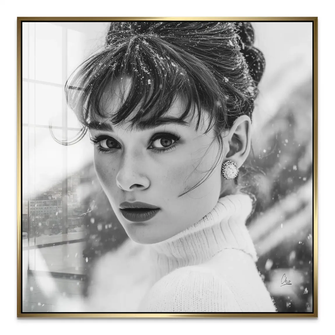 Audrey Hepburn Winter Portrait Acrylglas Bild