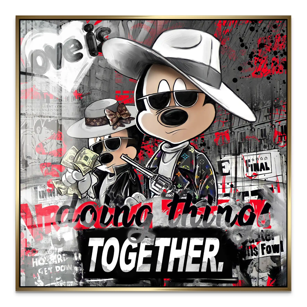 Micky & Minnie Gangster Streetart Acrylglas Bild INGALERIE