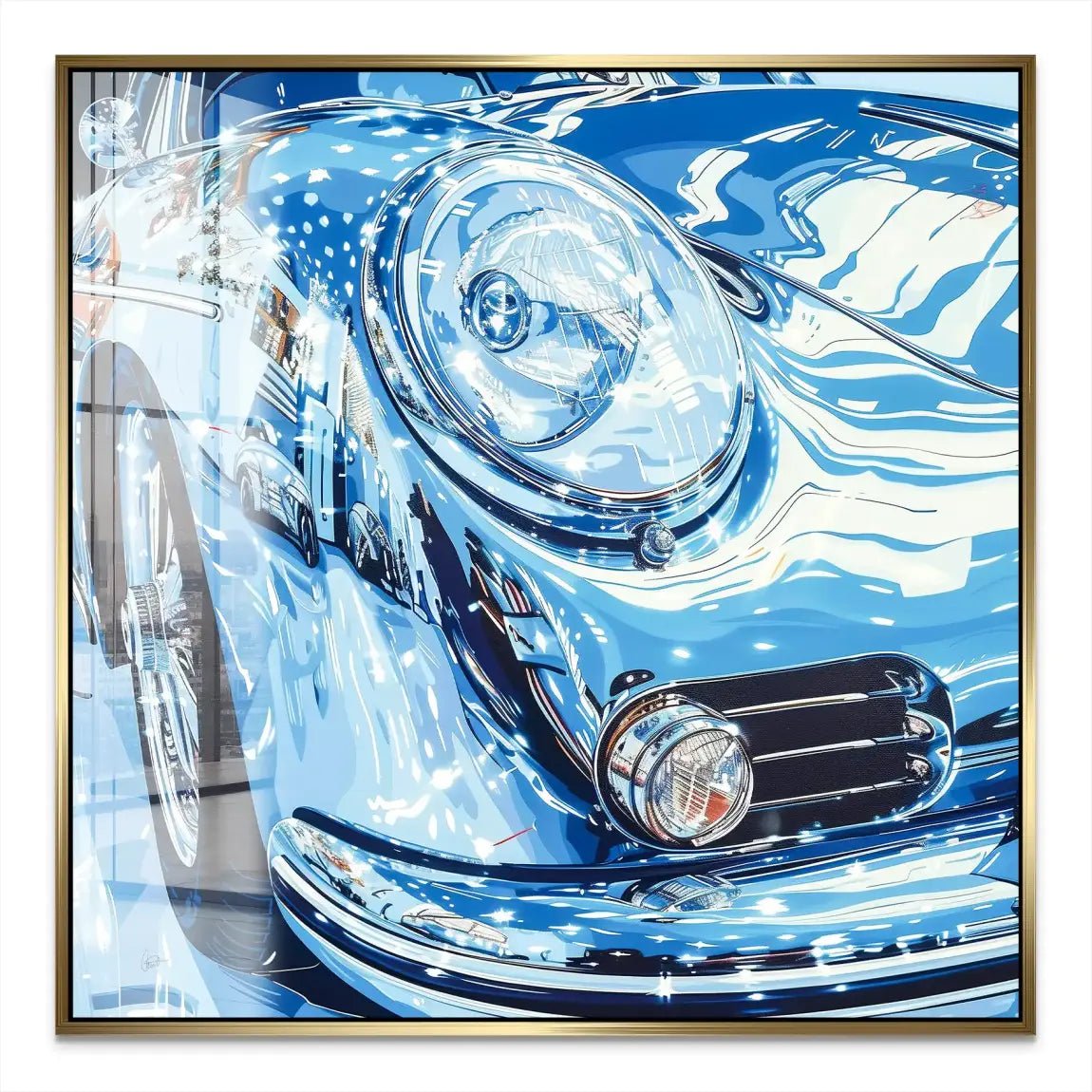 Porsche 356 Abstrakt Blue Acrylglas Bild INGALERIE