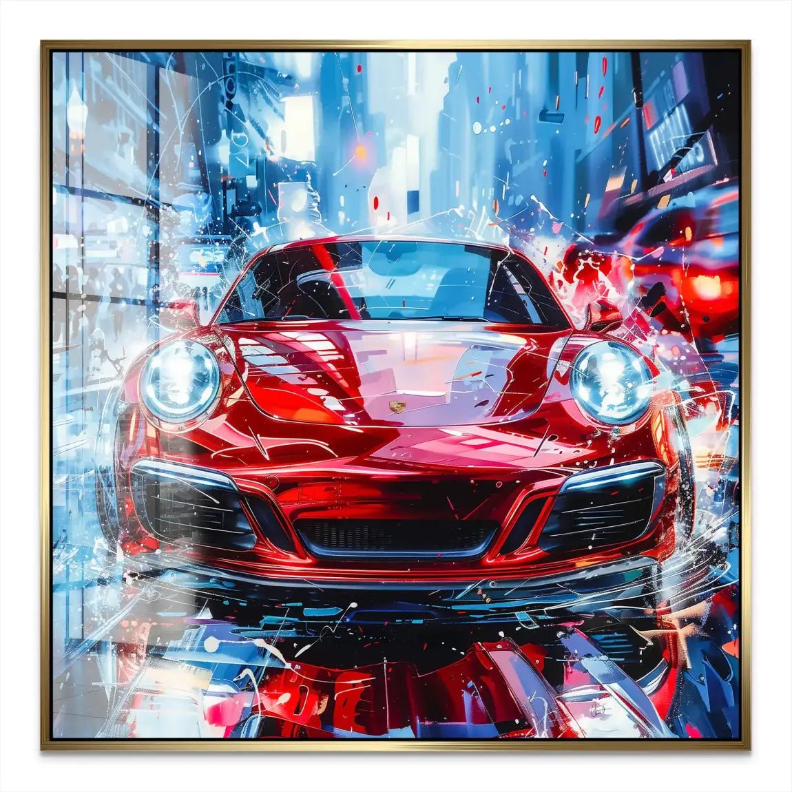 Porsche 911 Abstrakt Rot Acrylglas Bild INGALERIE