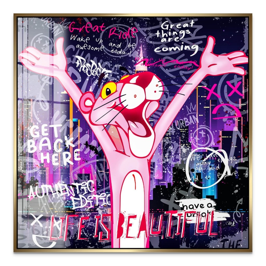 Pink Panther Street Art Acrylglas Bild INGALERIE