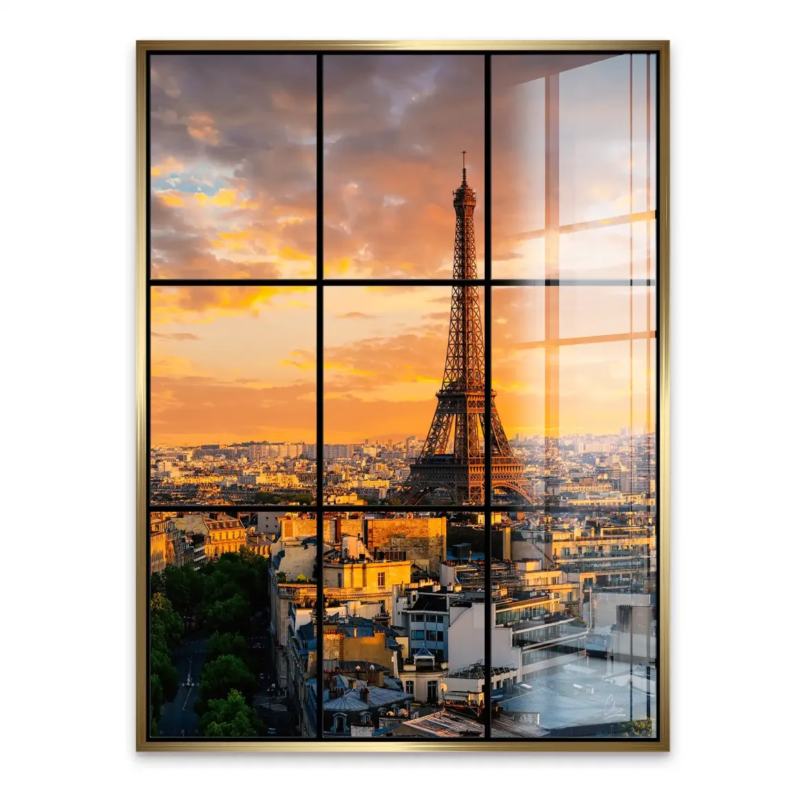 Sunset View Paris Acrylglasbild