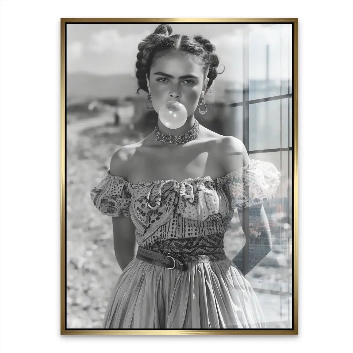 Young Frida Bubble Gum Acrylglasbild INGALERIE