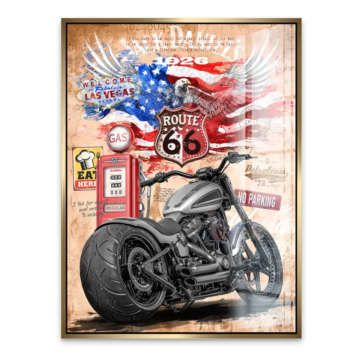Harley Route 66 Acrylglasbild
