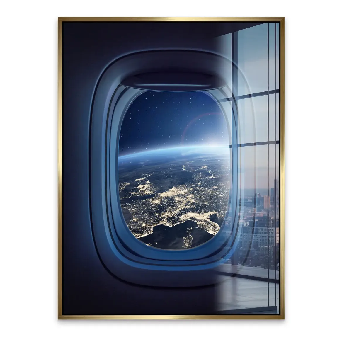 Flugzeugfenster Orbit Acrylglasbild