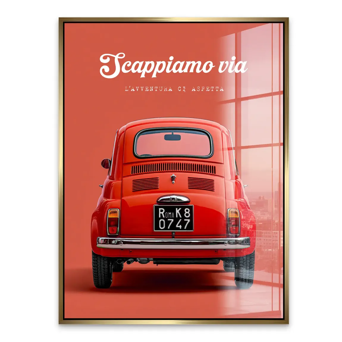 Fiat 500 Rosso Acrylglasbild