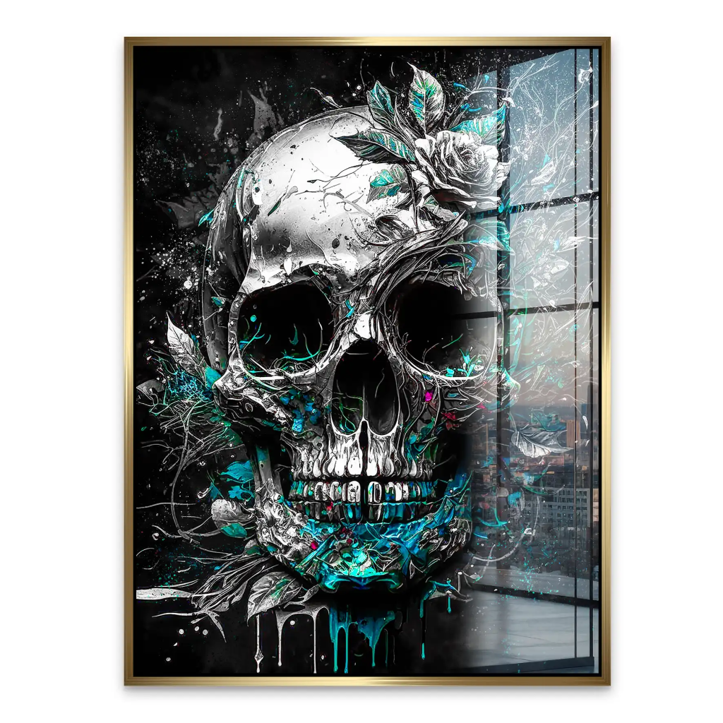 Totenkopf Silver Style Acrylglas Bild INGALERIE