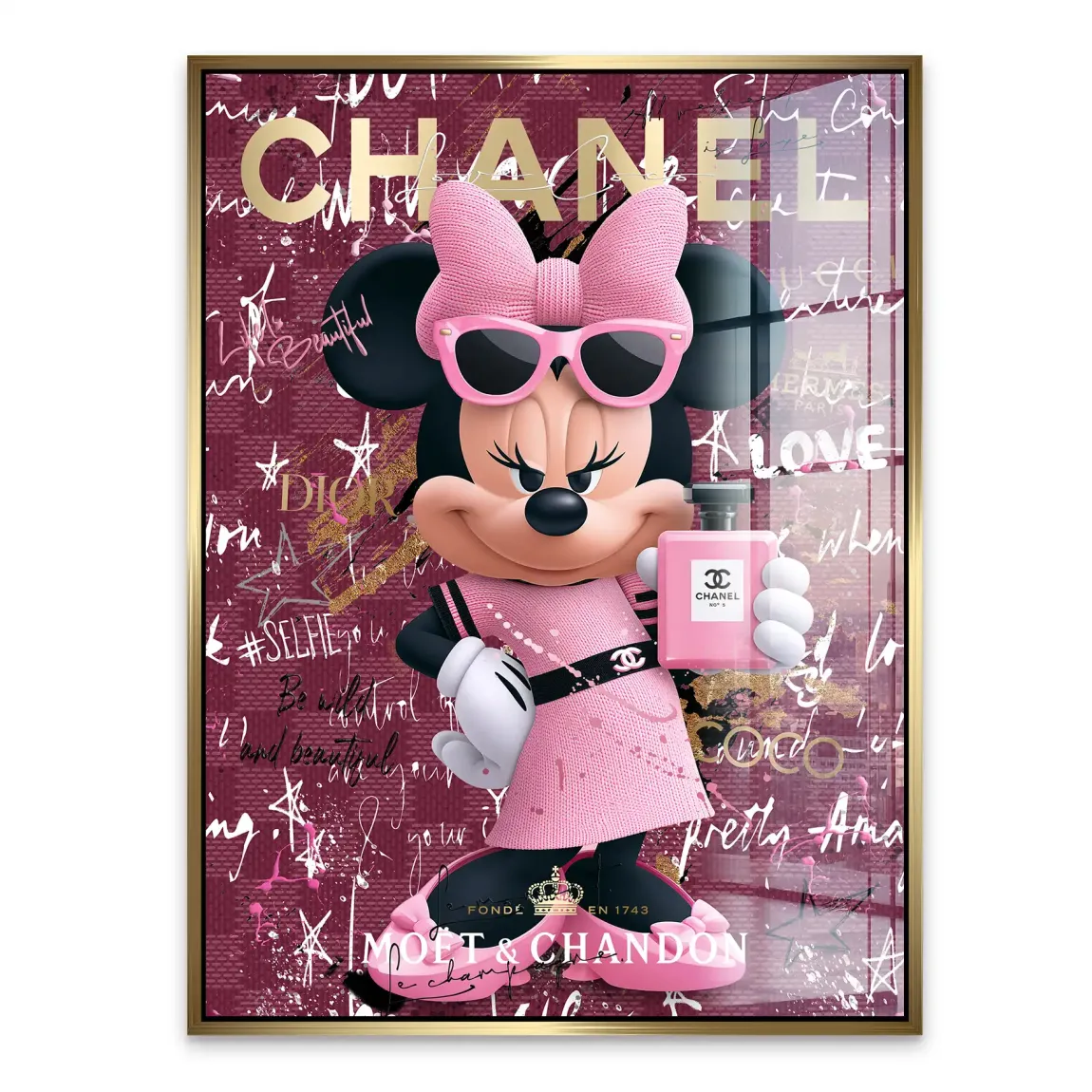 Minnie Maus Glam Chanel Acrylglasbild