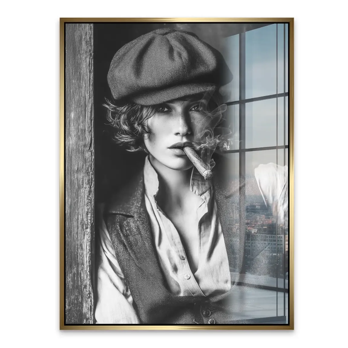 Smoke & Secrets Beauty in schwarz weiss Acrylglasbild INGALERIE