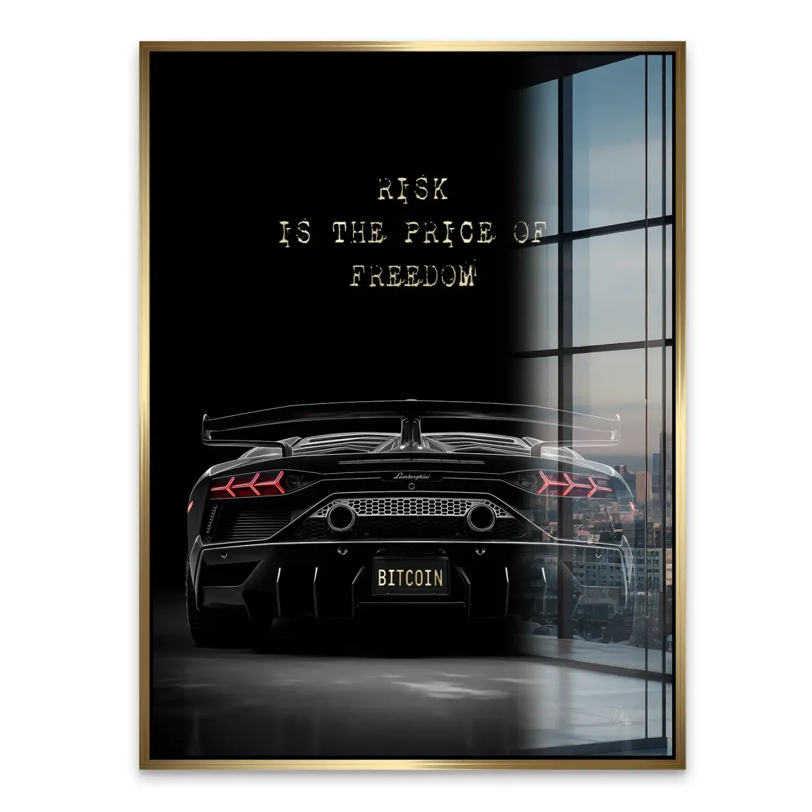 Lambo Bitcoin Acrylglasbild