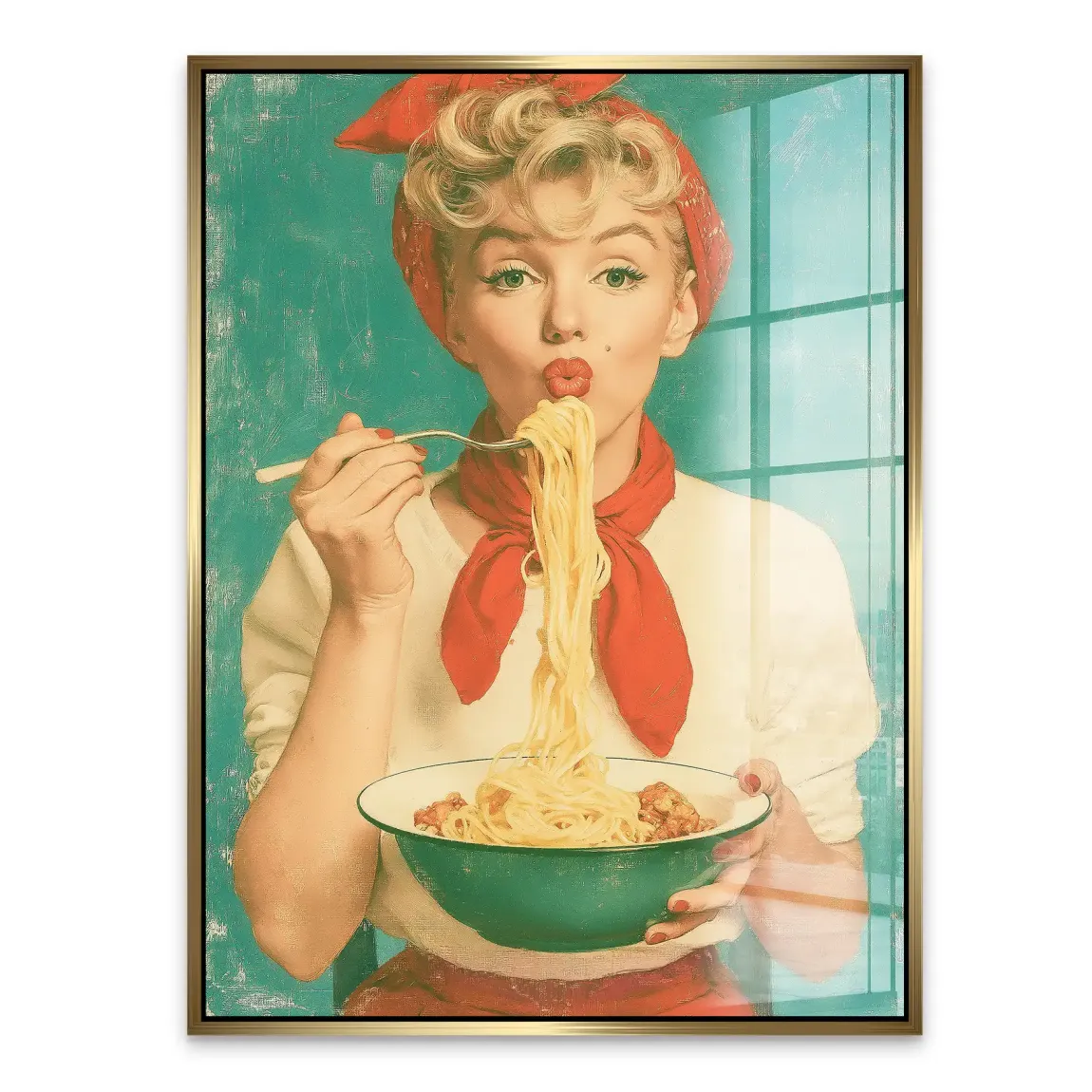 Marilyn Monroe Spaghetti Acrylglasbild