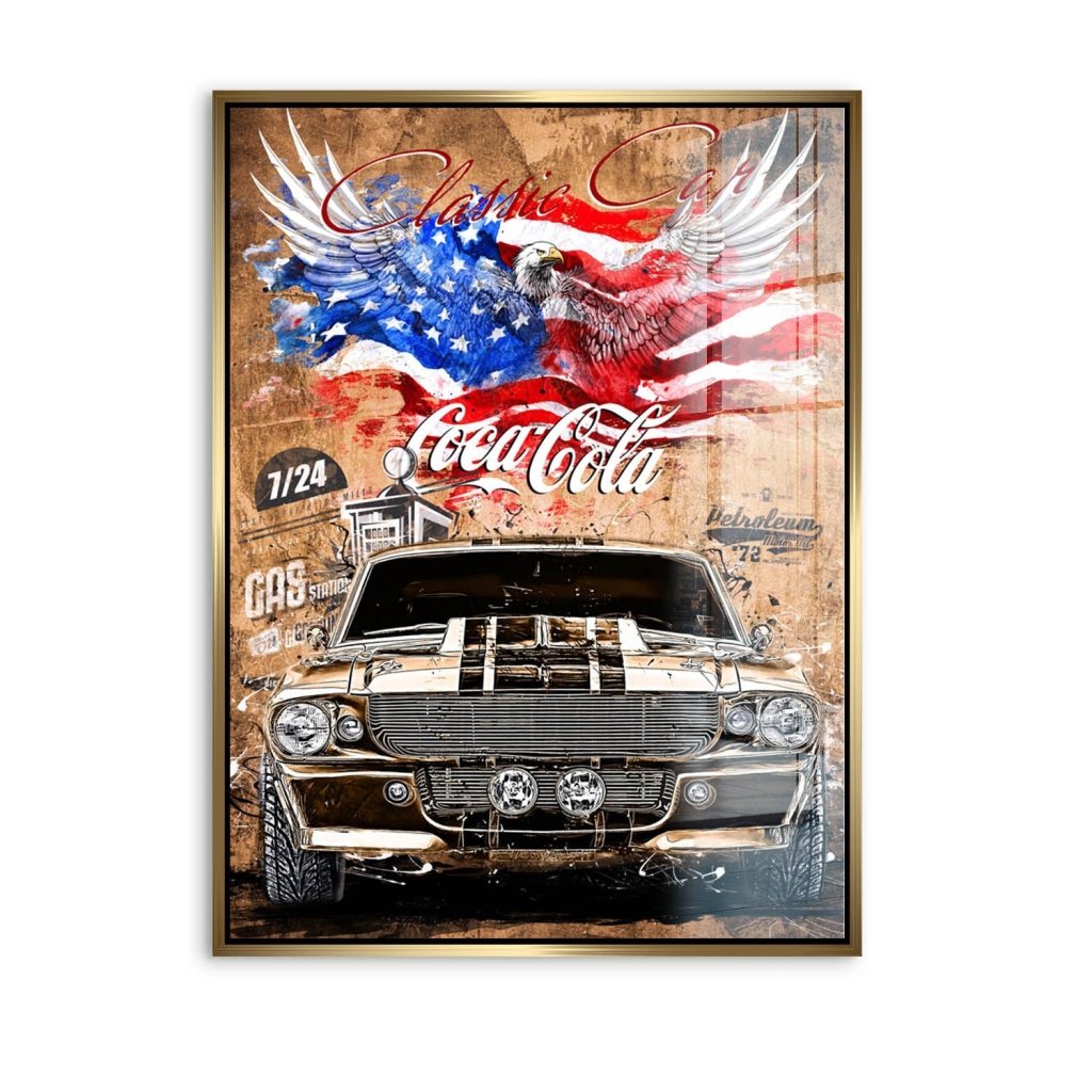 Ford Mustang Pop Art Vintage Style Acrylglas Bild INGALERIE