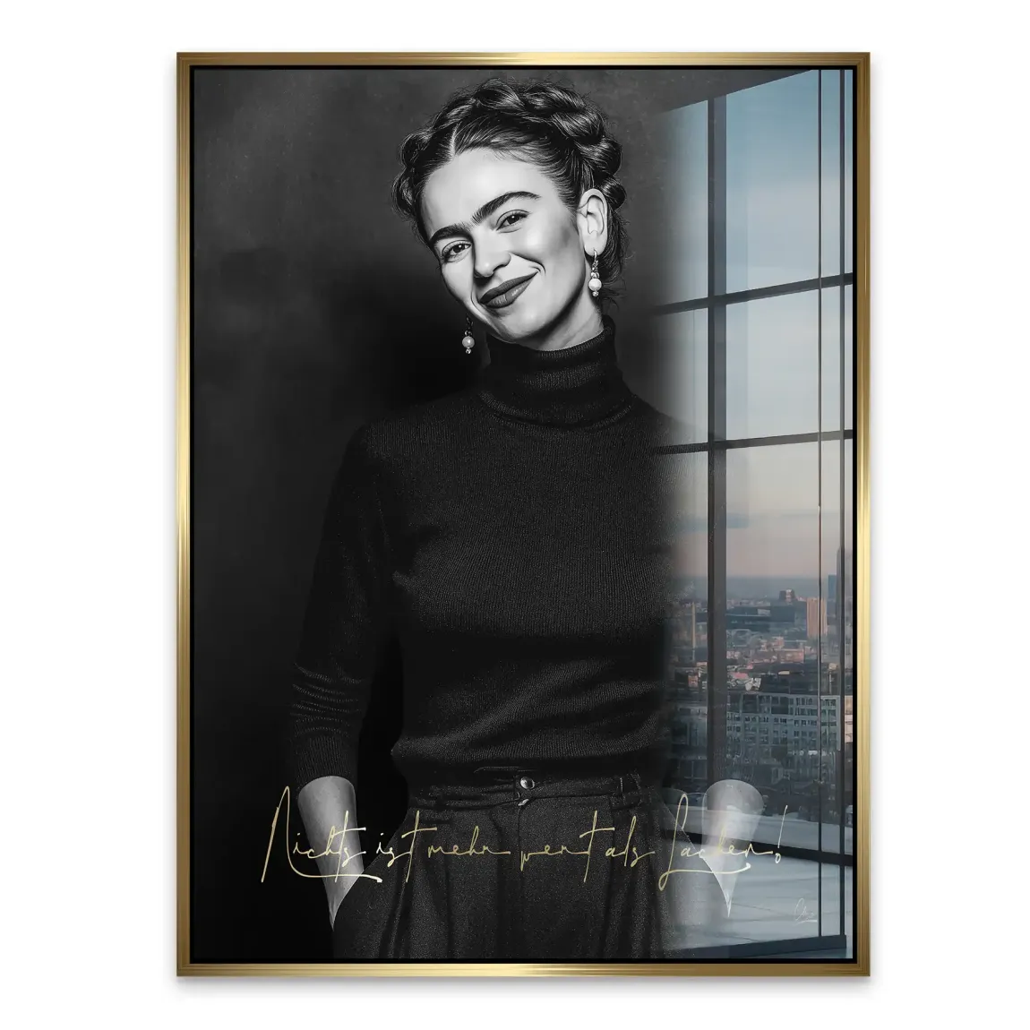 Frida Kahlo stilles Lächeln Acrylglasbild