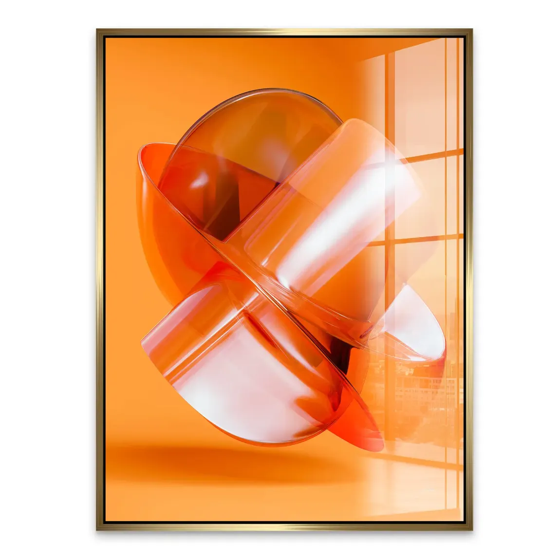 Orange Amber Abstrakt Acrylglasbild