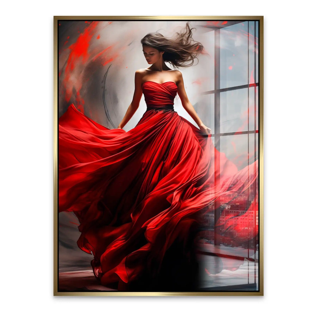 Woman In Red Acrylglas Bild INGALERIE