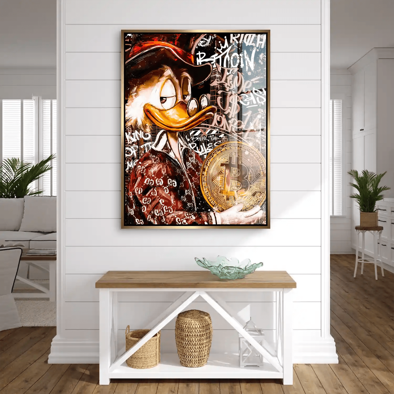 Dagobert Bitcoin Retro Pop Art Acrylglas Bild INGALERIE