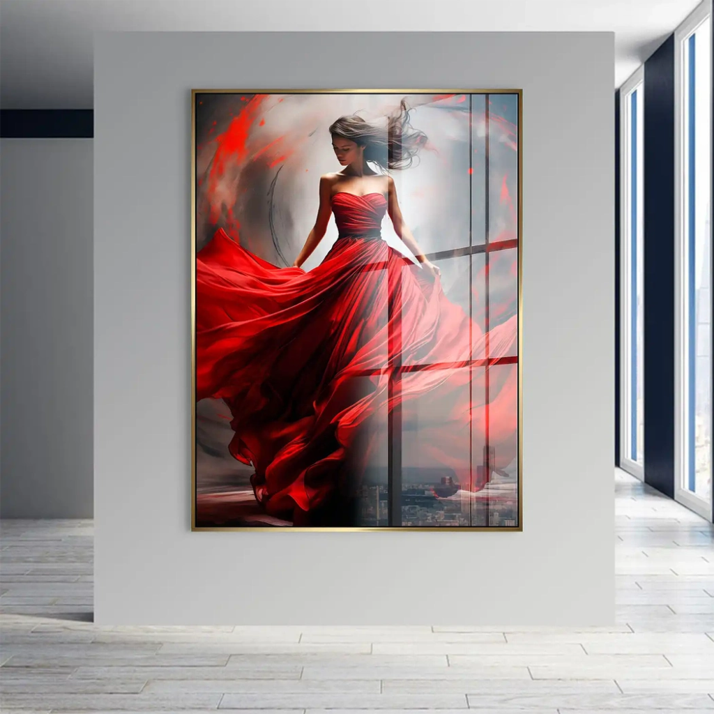 Woman In Red Acrylglas Bild INGALERIE