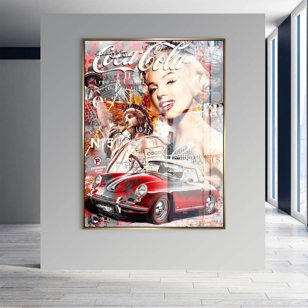 Marilyn Monroe Porsche Pop Art AluDibond Bild INGALERIE