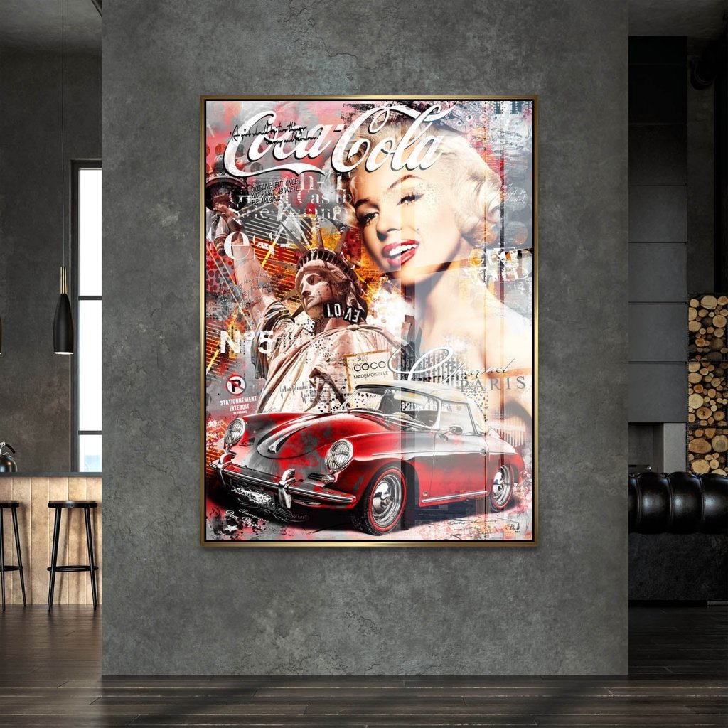 Marilyn Monroe Porsche Pop Art Acrylglas Bild INGALERIE