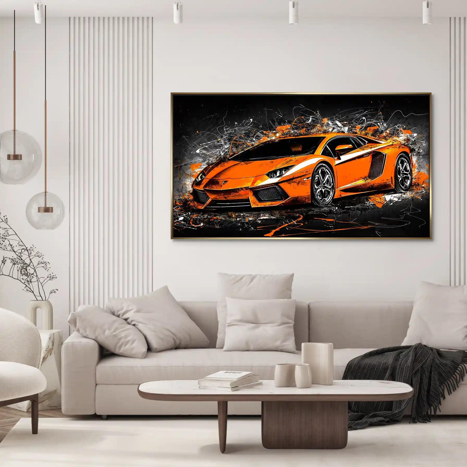 Lambo Aventador Abstrakt Orange Aludibond Bild INGALERIE