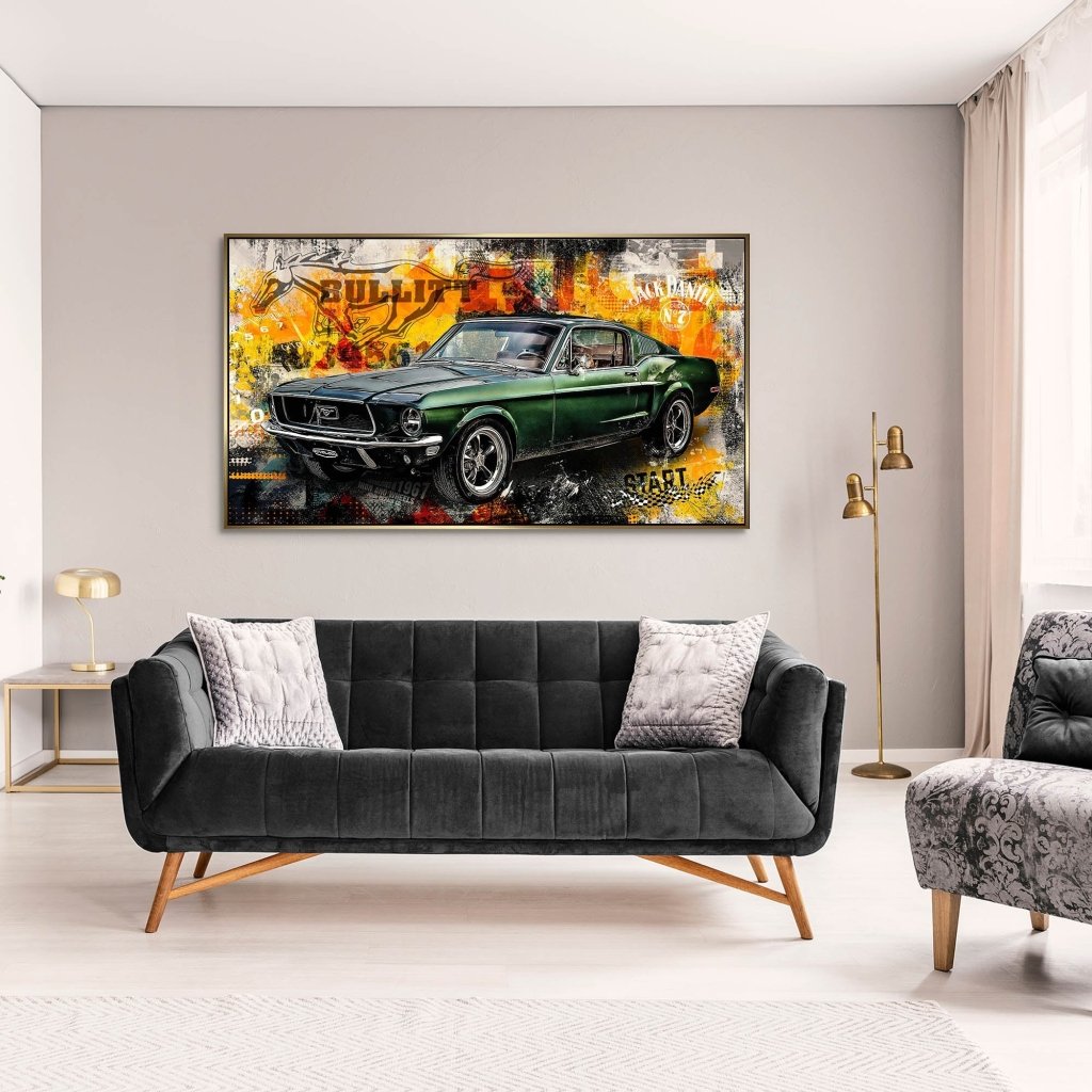 Ford Mustang Bullitt Pop Art Aludibond Bild INGALERIE