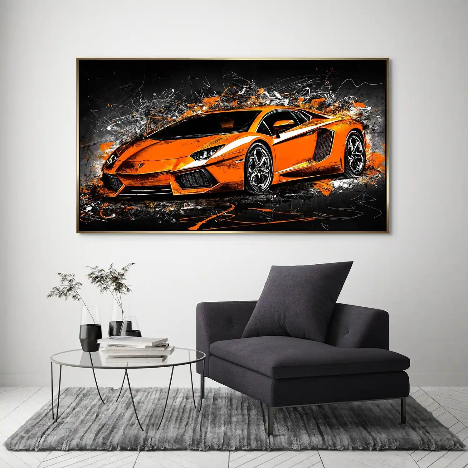 Lambo Aventador Abstrakt Orange Aludibond Bild INGALERIE