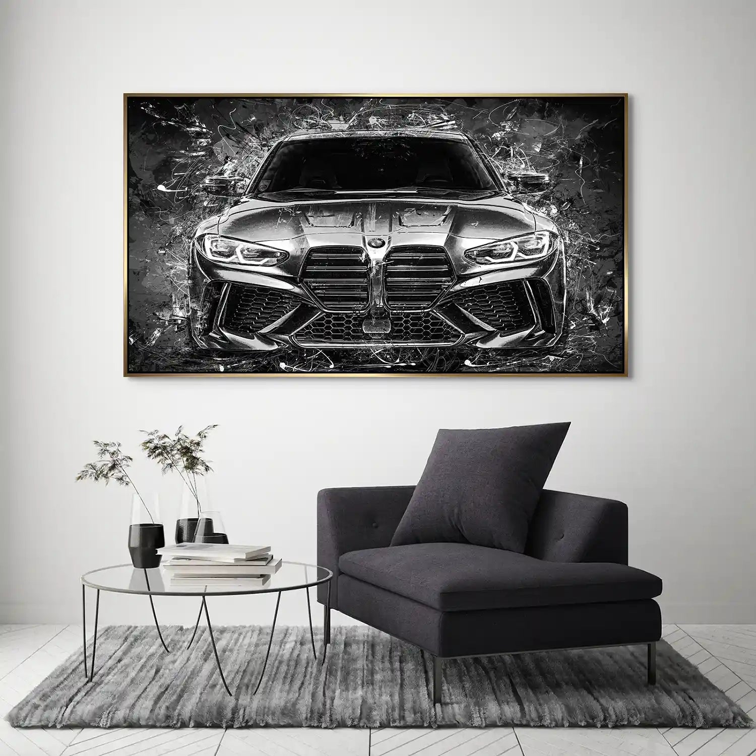 BMW M4 Abstrakt Black Style Aludibond Bild INGALERIE