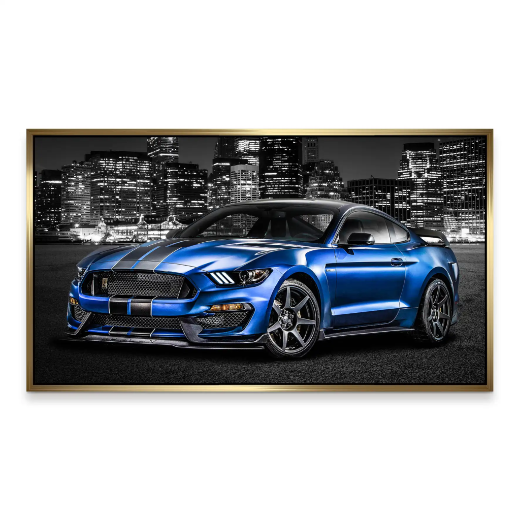 Ford Mustang Blue City Aludibond Bild INGALERIE