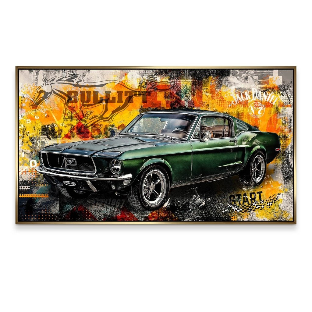 Ford Mustang Bullitt Pop Art Alu Gebürstet INGALERIE