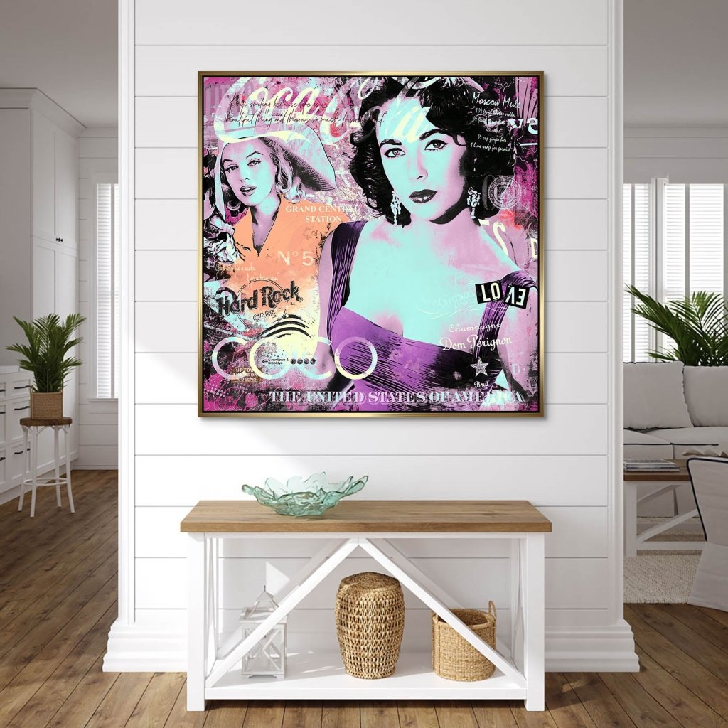 Marilyn & Liz Pop Art Color Style AluDibond Bild INGALERIE