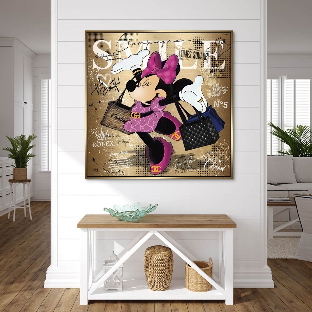 Minnie Smile Gold Pop Art AluDibond Bild INGALERIE