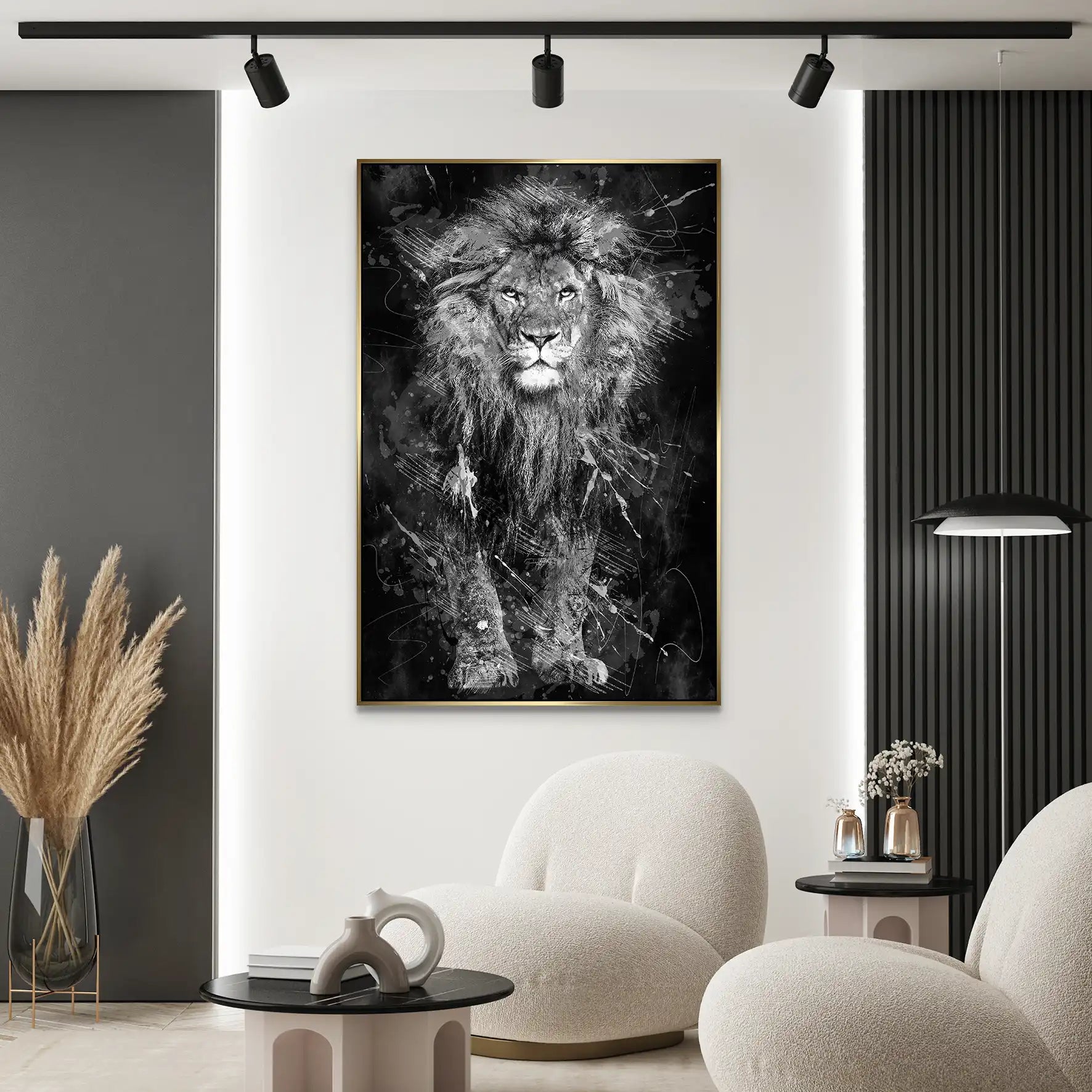 Lion Dark Splash AluDibond Bild INGALERIE