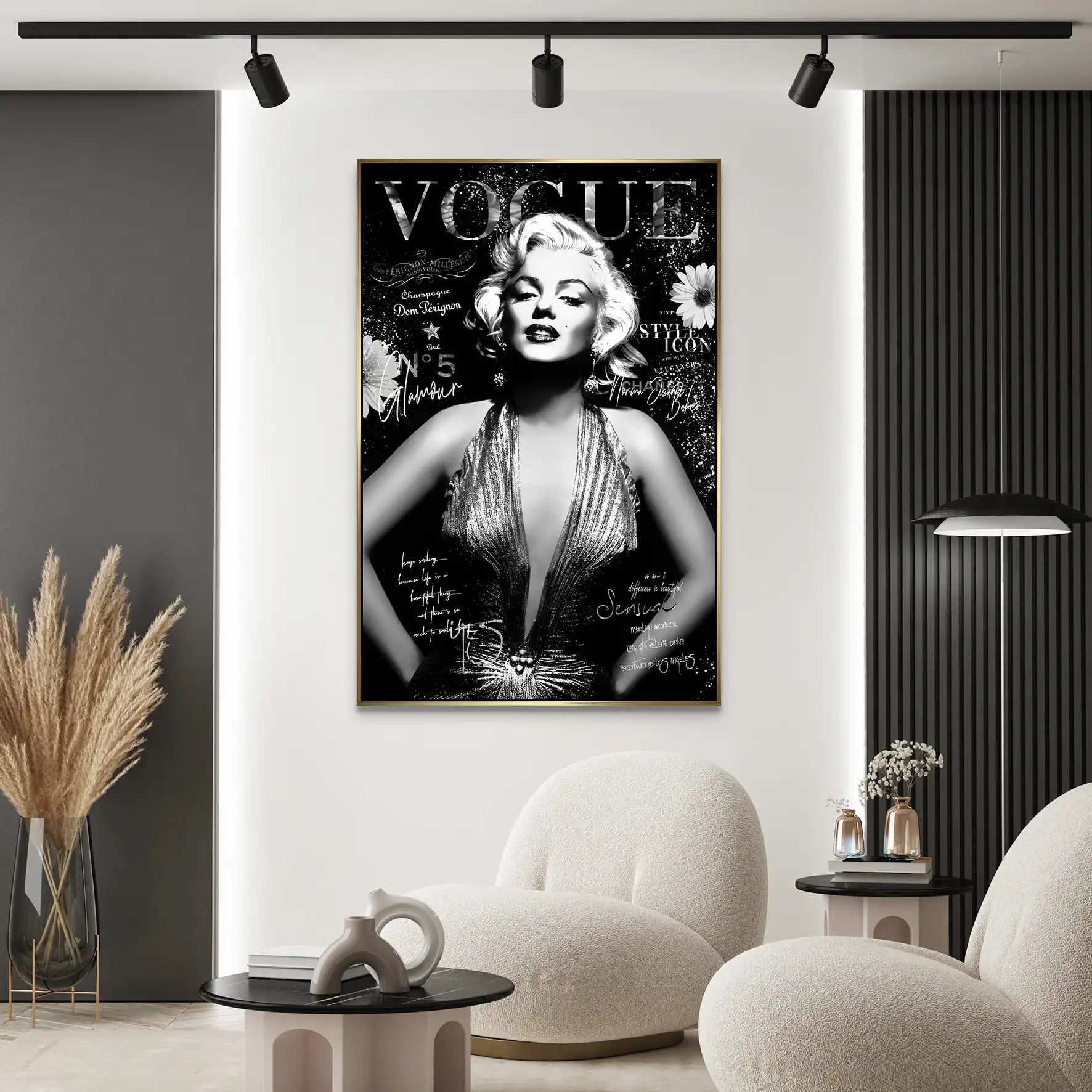 Marilyn Black Vogue AluDibond Bild INGALERIE