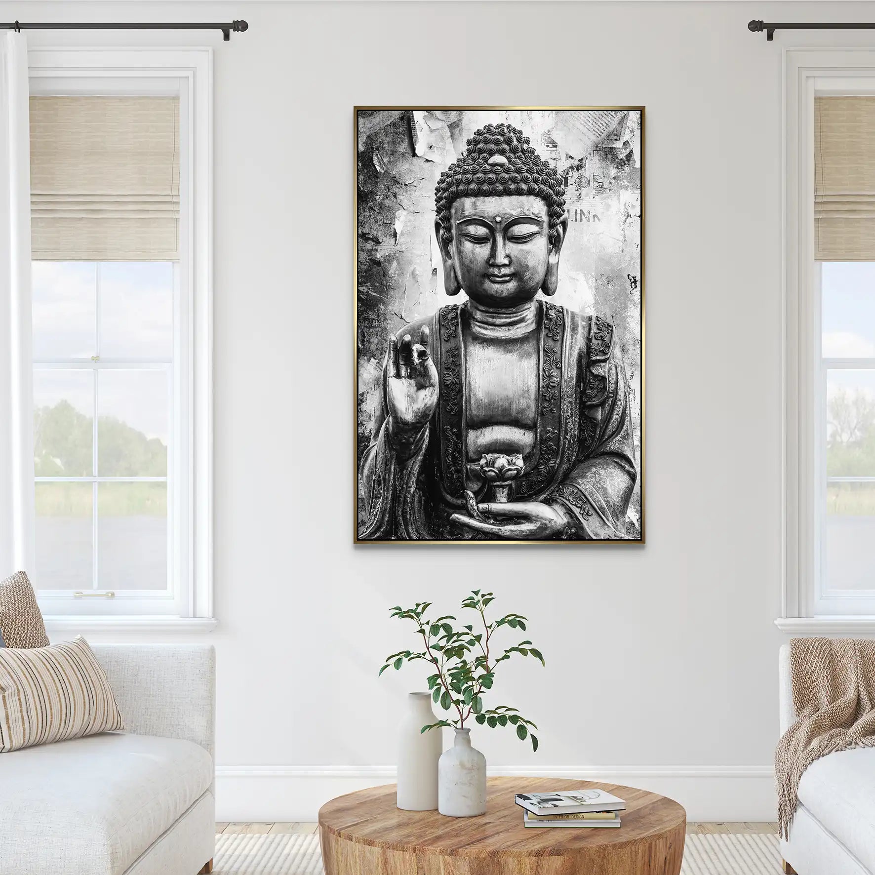 Buddha Black Style AluDibond Bild INGALERIE