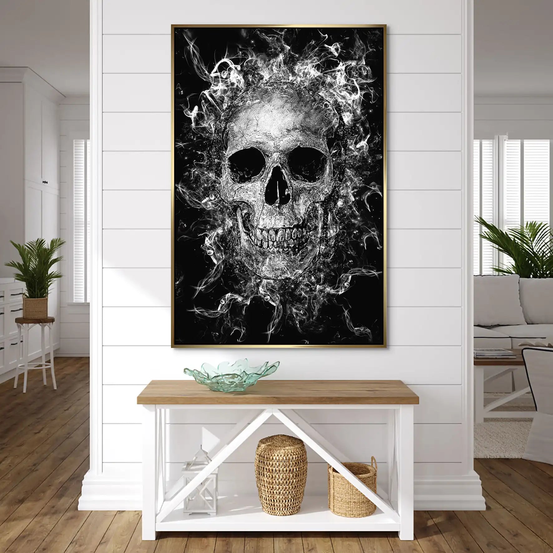 Totenkopf Abstrakt Black AluDibond Bild INGALERIE