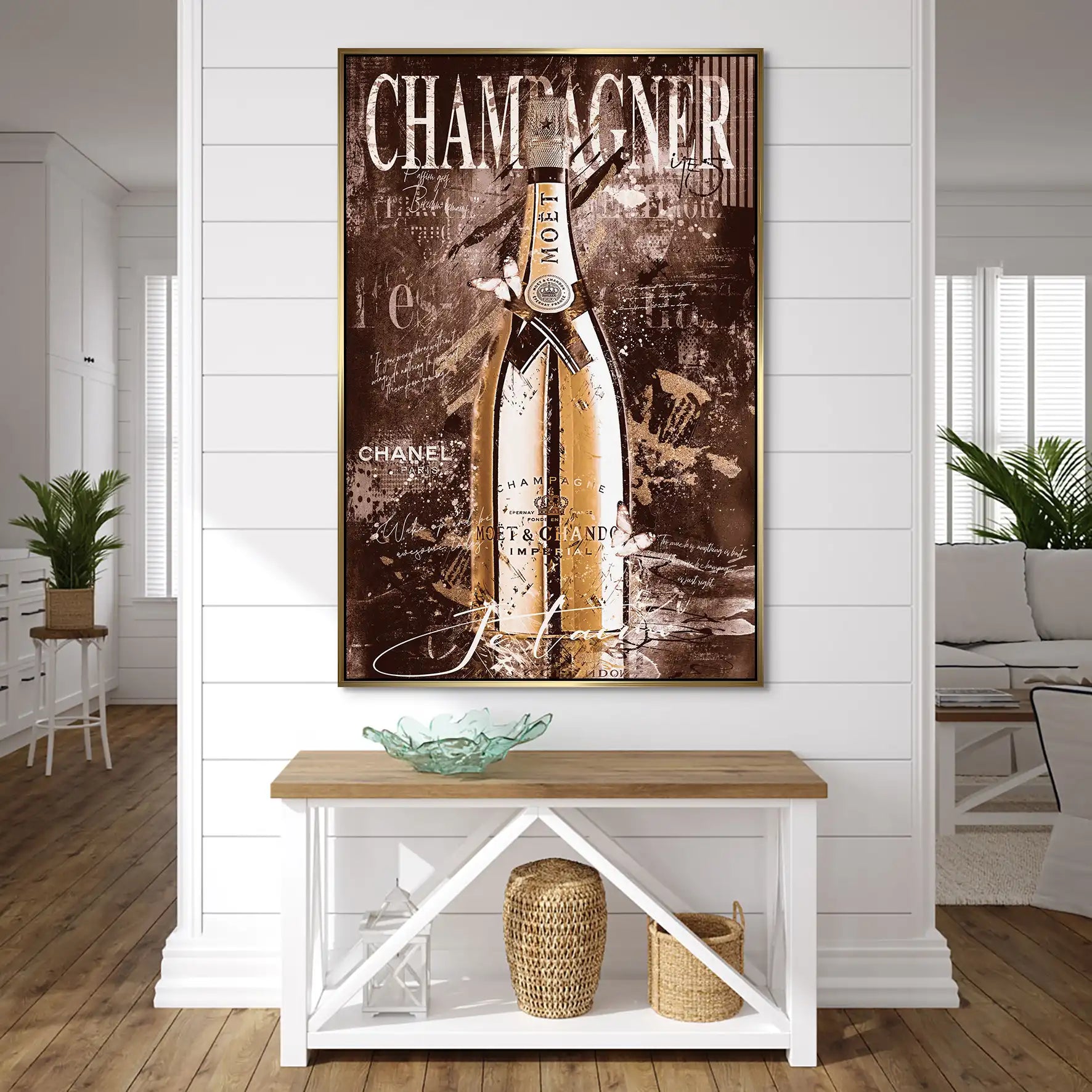 Champagner Je Taime Retro AluDibond Bild INGALERIE