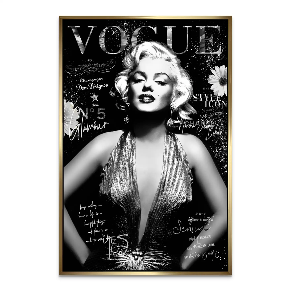 Marilyn Black Vogue AluDibond Bild INGALERIE