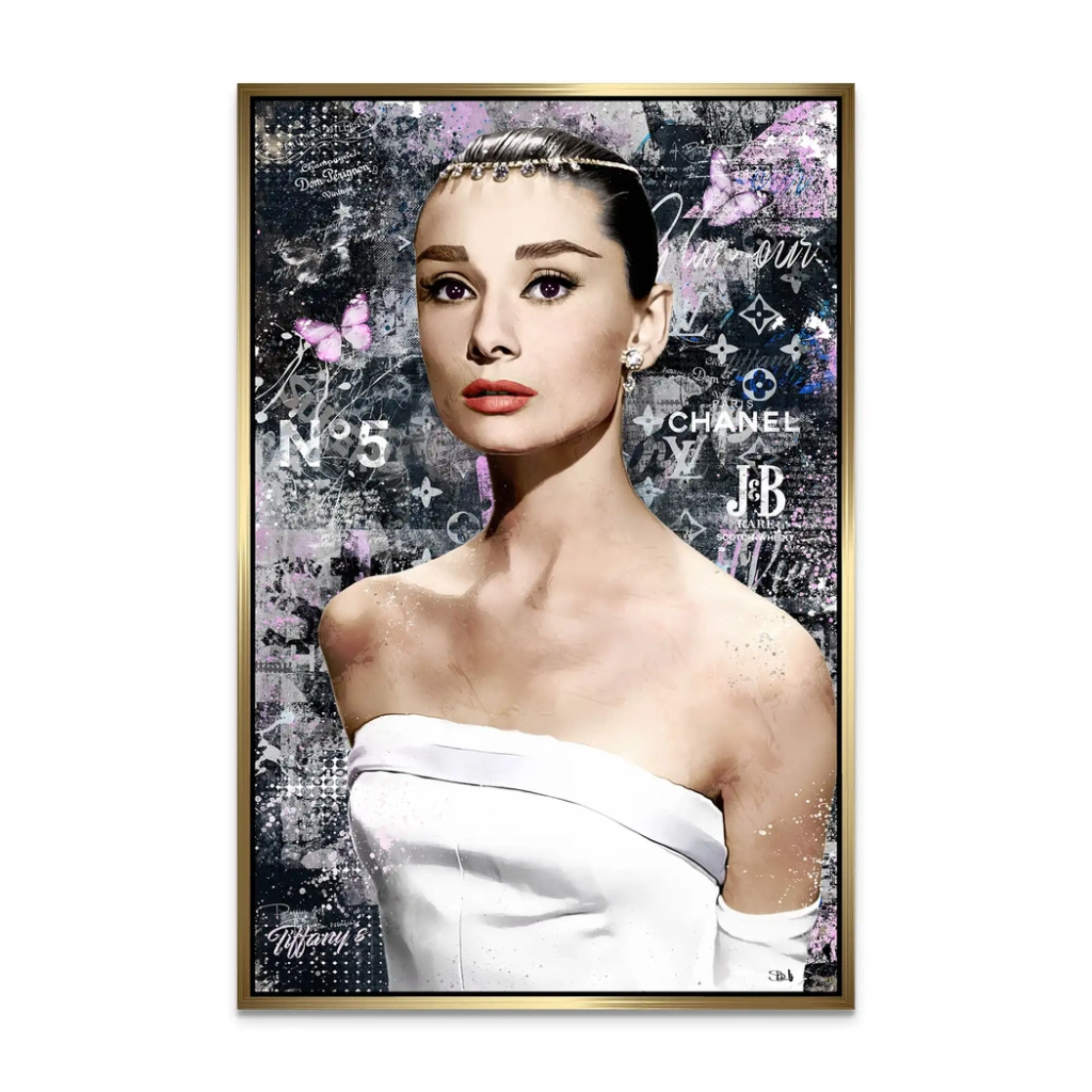 Audrey Hepburn Black Pop Art AluDibond Bild INGALERIE