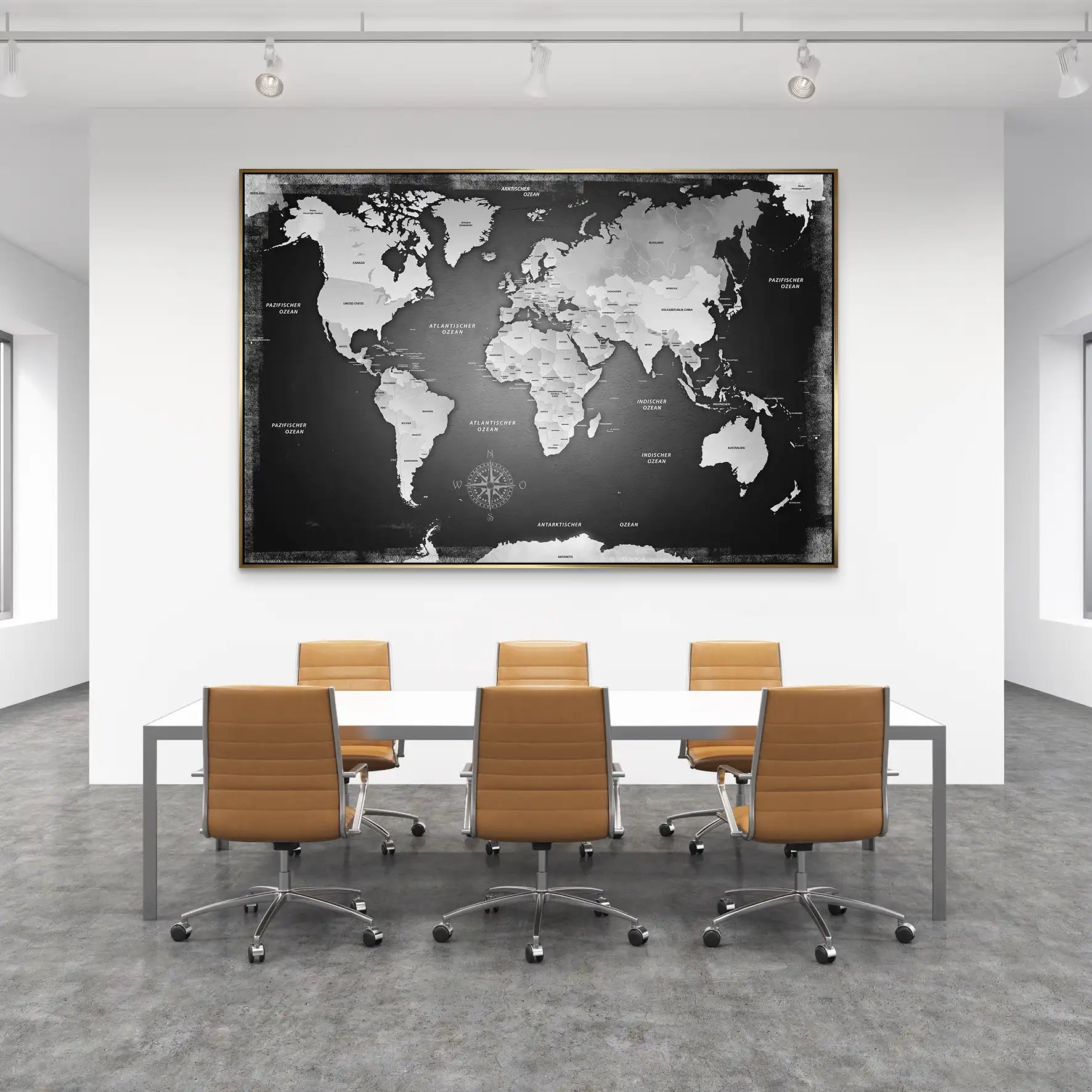 Weltkarte Black Style AluDibond Bild INGALERIE