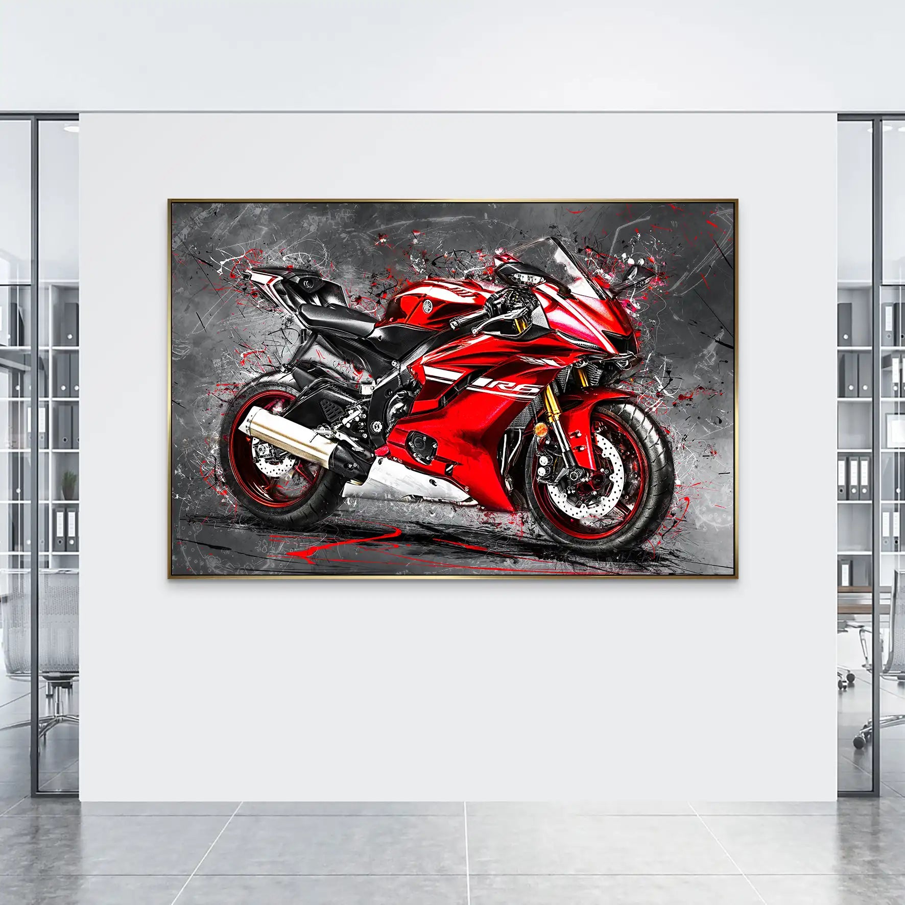 Yamaha R6 Abstrakt Rot AluDibond Bild INGALERIE