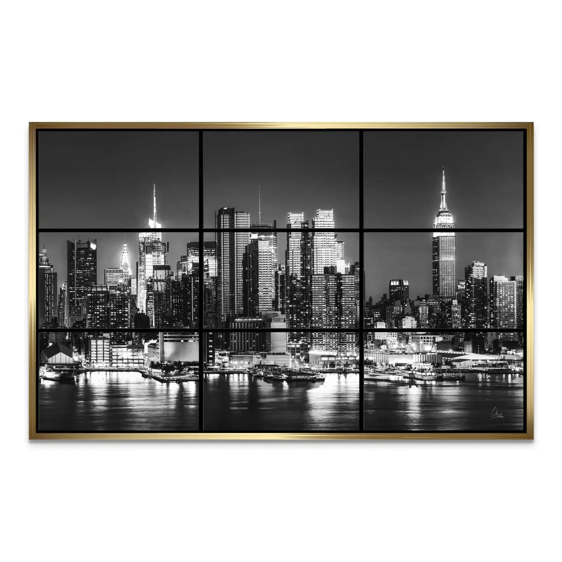 New York Black Skyline AluDibond Bild