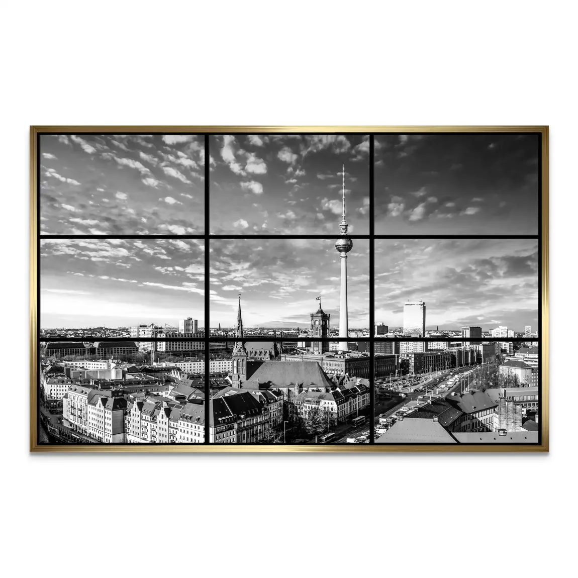 Berlin Skyline Noir AluDibond Bild